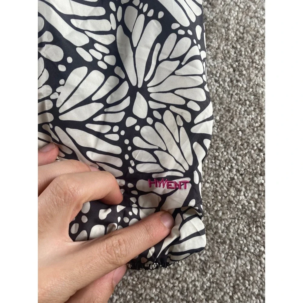 The North Face Girls L HyVent Rain Jacket Black White Butterfly Print 14/16